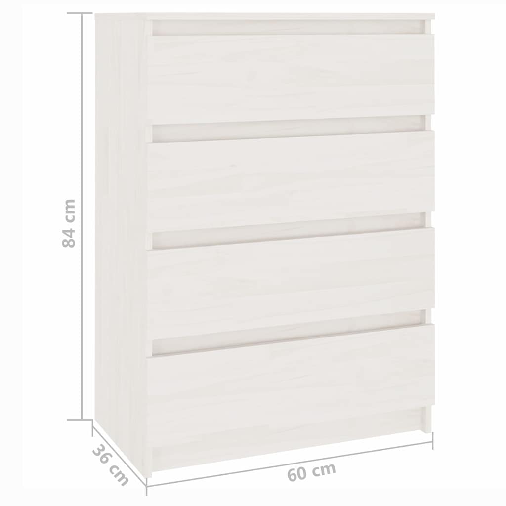 Beistellschrank Weiß 60x36x84 cm Massivholz Kiefer