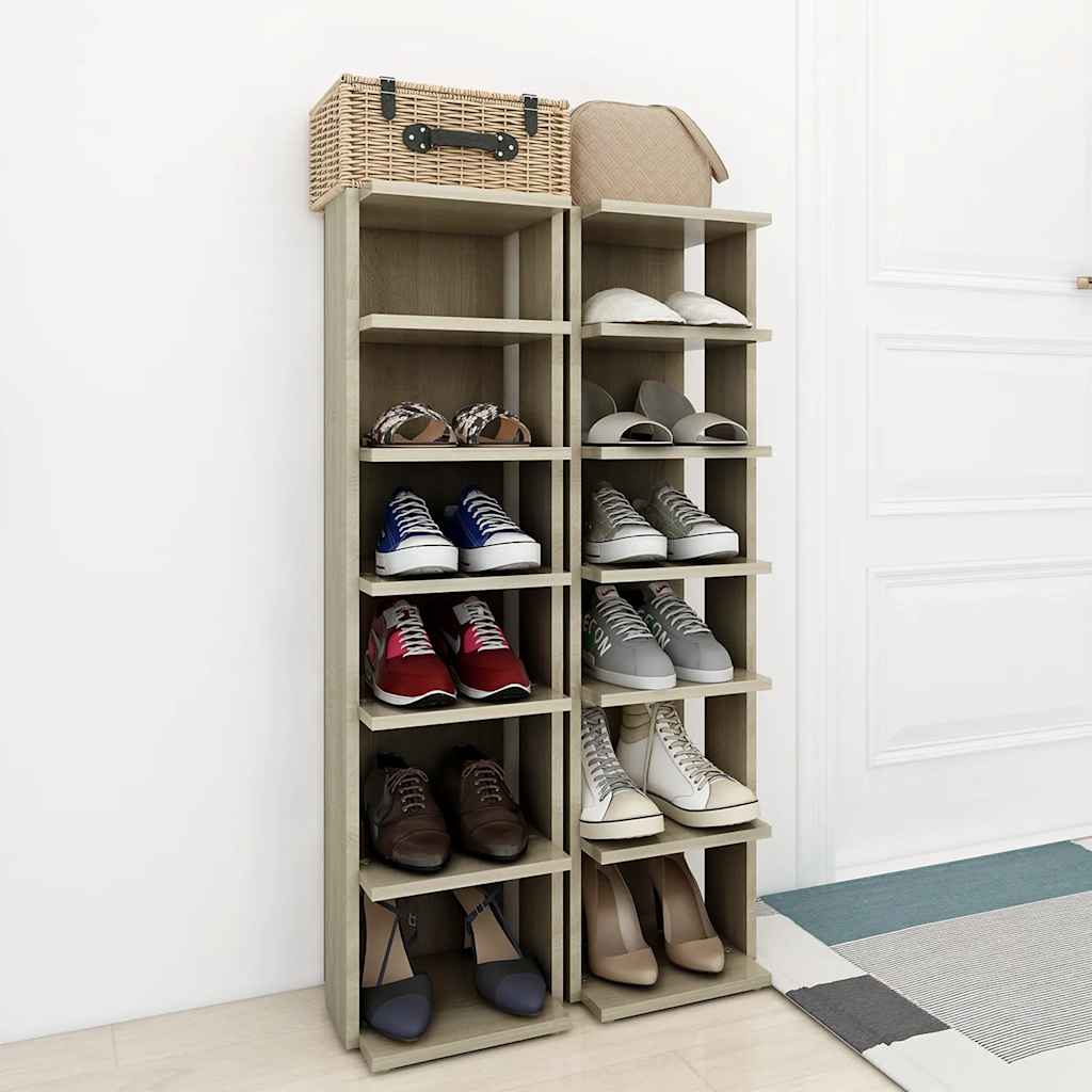 Schuhschränke 2 Stk. Sonoma-Eiche 27,5x27x102 cm