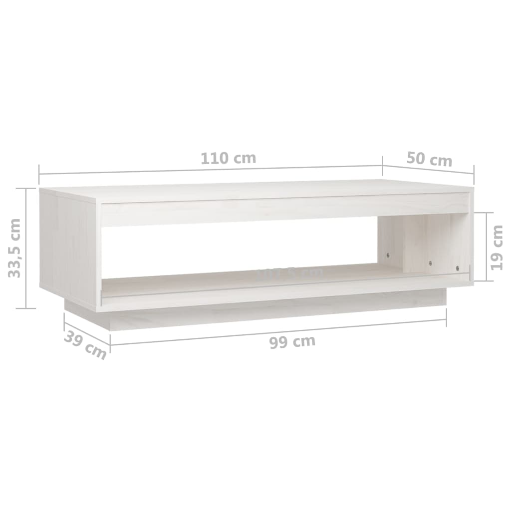 Couchtisch Weiß 110x50x33,5 cm Massivholz Kiefer