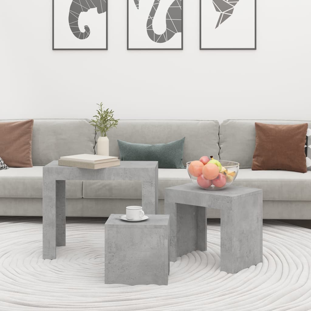 Satztische 3-tlg. Betongrau Holzwerkstoff