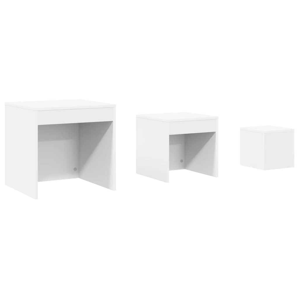 Satztische 3-tlg. Weiß Holzwerkstoff