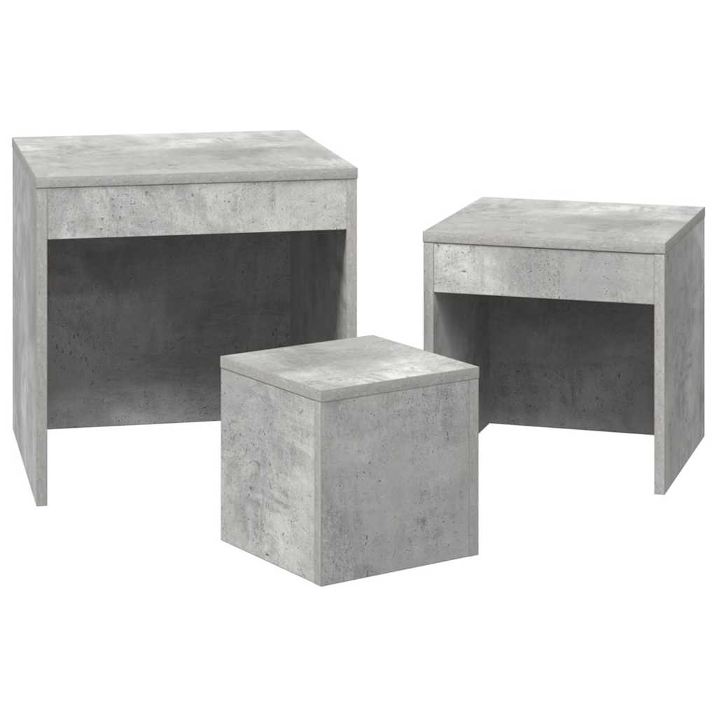 Satztische 3-tlg. Betongrau Holzwerkstoff