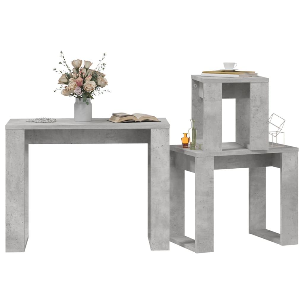 Satztische 3-tlg. Betongrau Holzwerkstoff