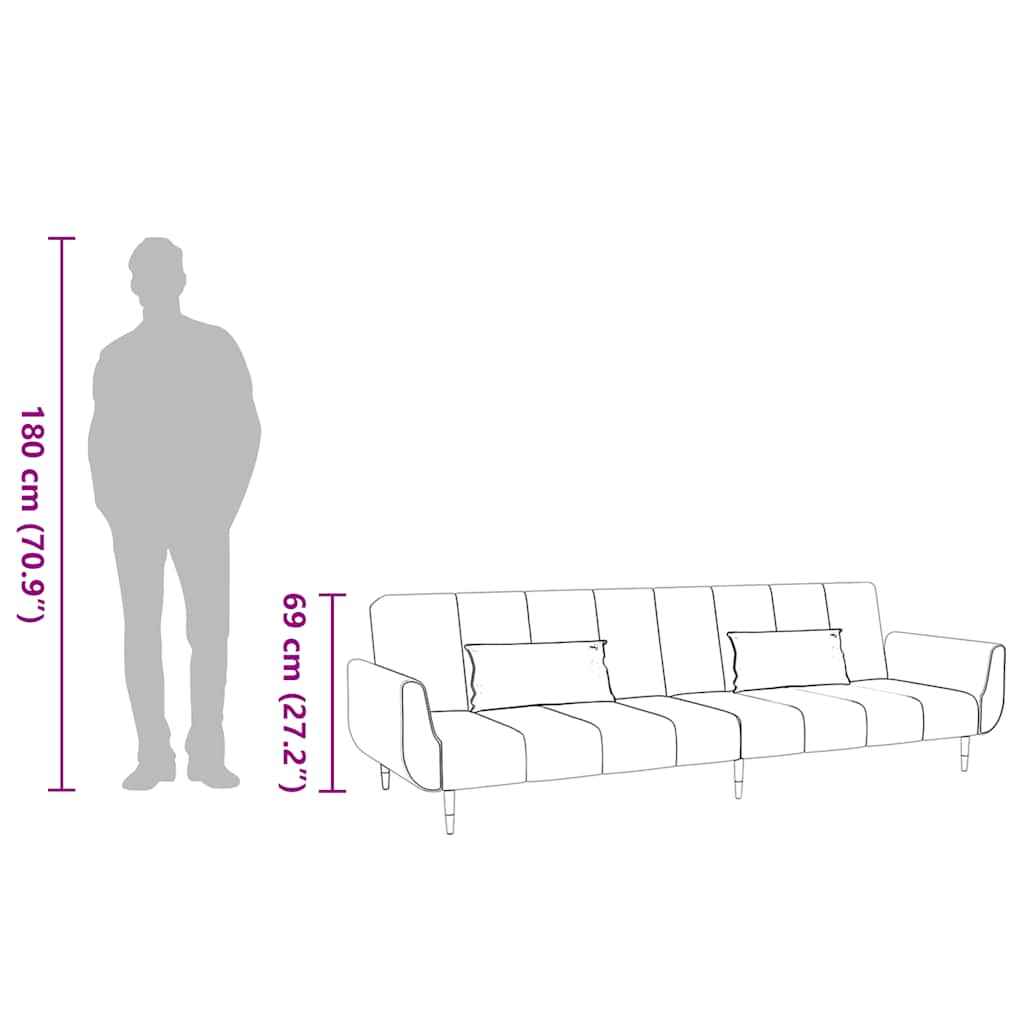 Schlafsofa 2-Sitzer mit 2 Kissen Dunkelgrau Samt