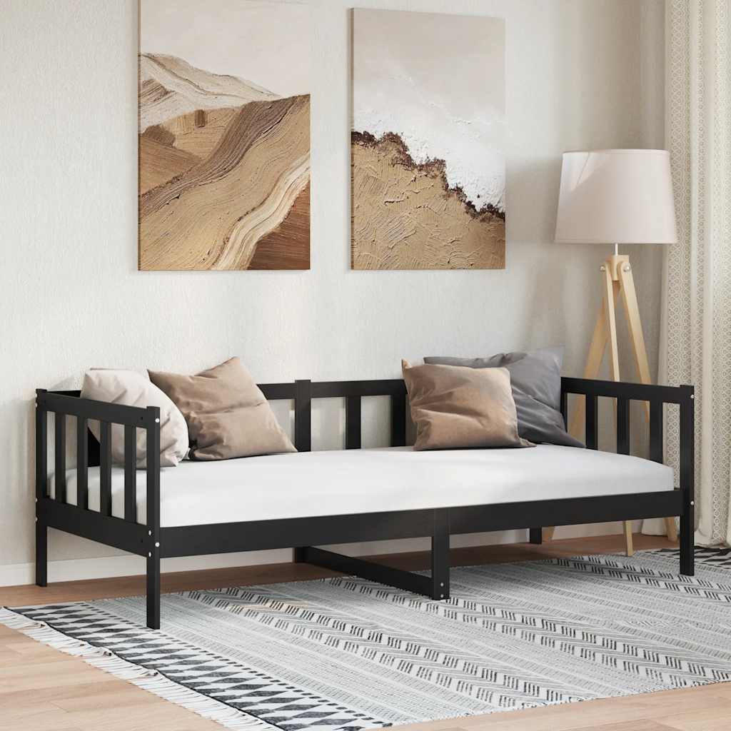 Tagesbett Schwarz Massivholz Kiefer 90x200 cm