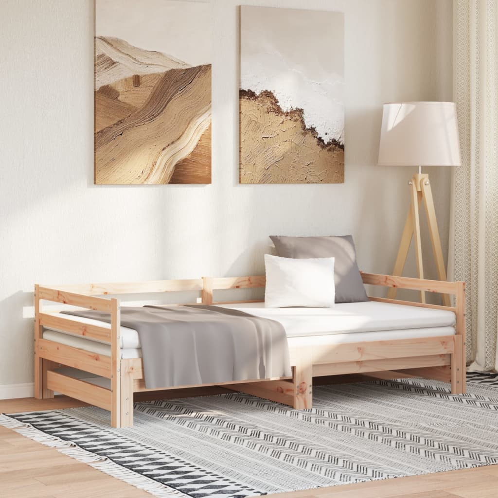 Tagesbett Ausziehbar Massivholz Kiefer 2x(90x200) cm