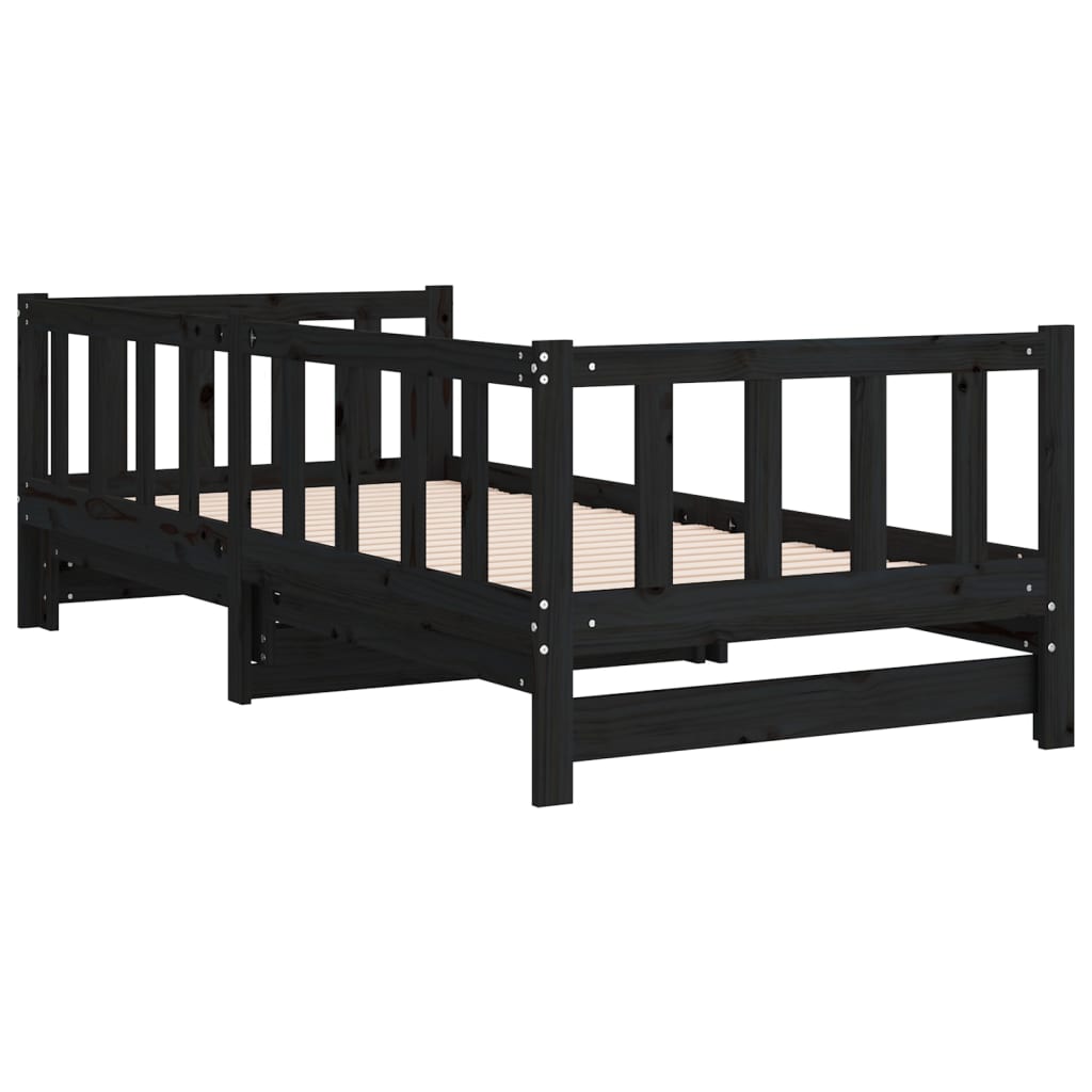 Tagesbett Ausziehbar Schwarz Kiefer Massivholz 2x(90x200) cm