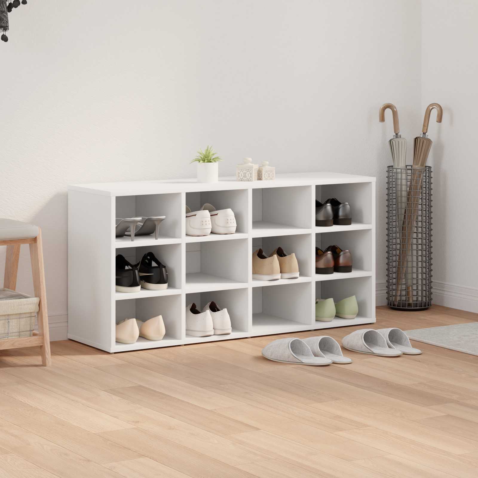 Schuhschrank mit Regal Weiß 103 x 30 x 51 cm Holzwerkstoff