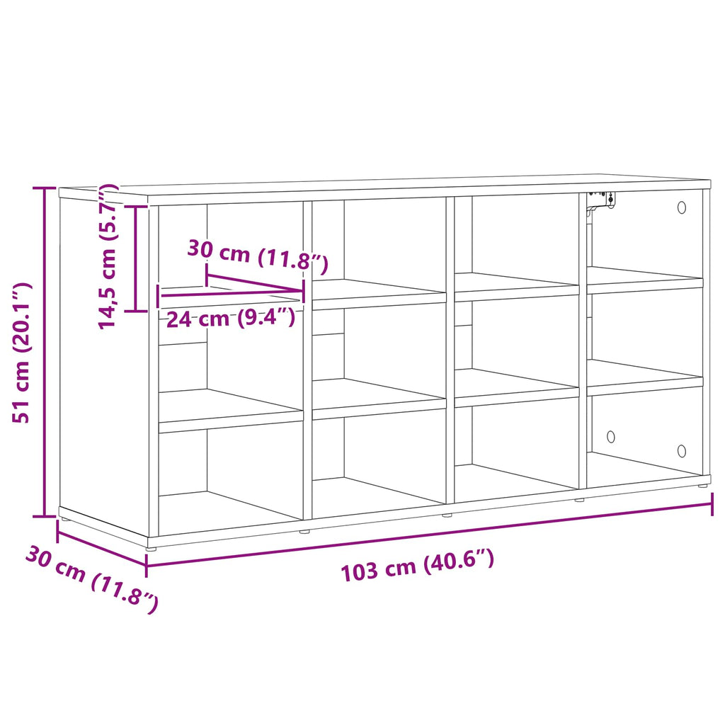 Schuhschrank mit Regal Weiß 103 x 30 x 51 cm Holzwerkstoff