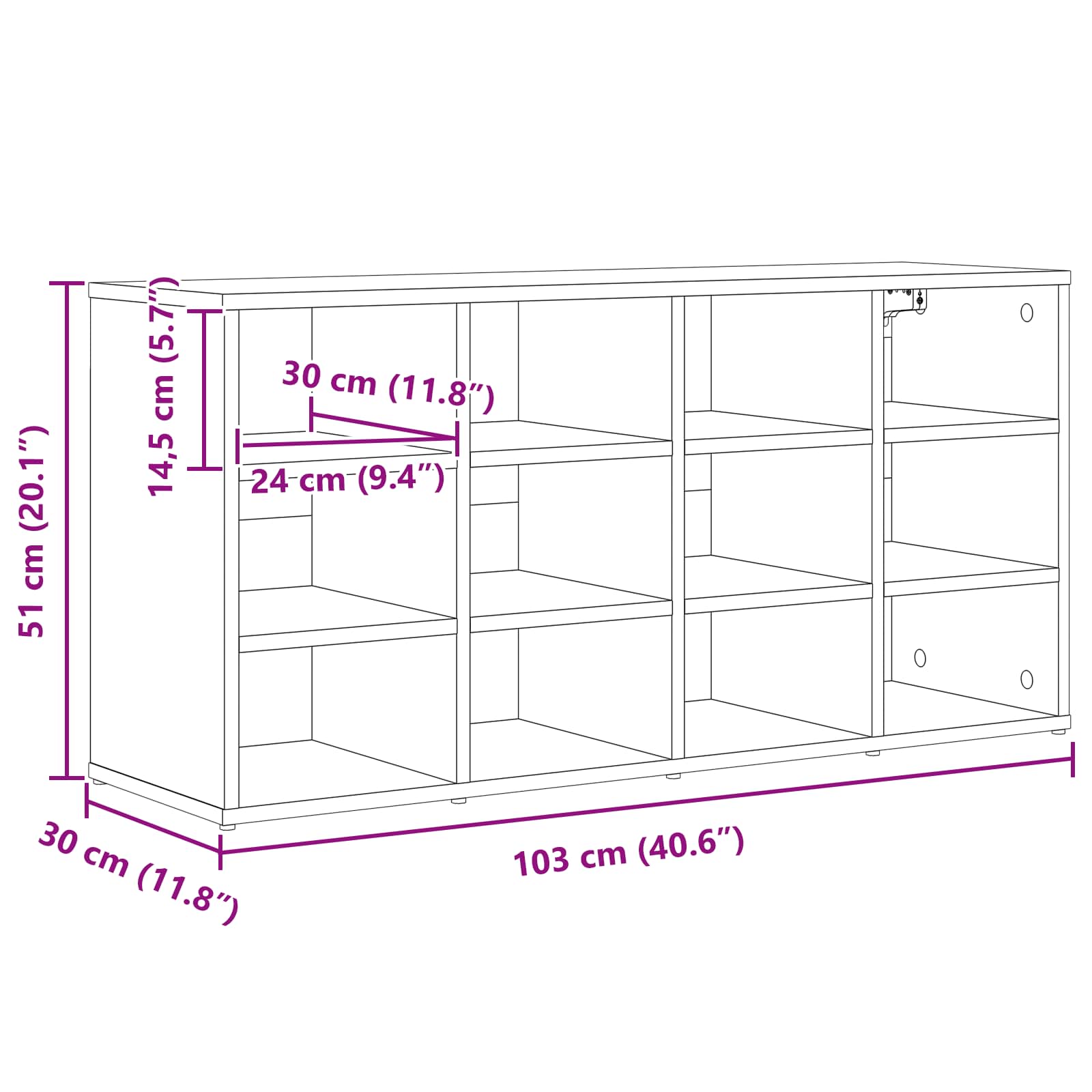 Schuhschrank Sonoma-Eiche 103 x 30 x 51 cm Holzwerkstoff
