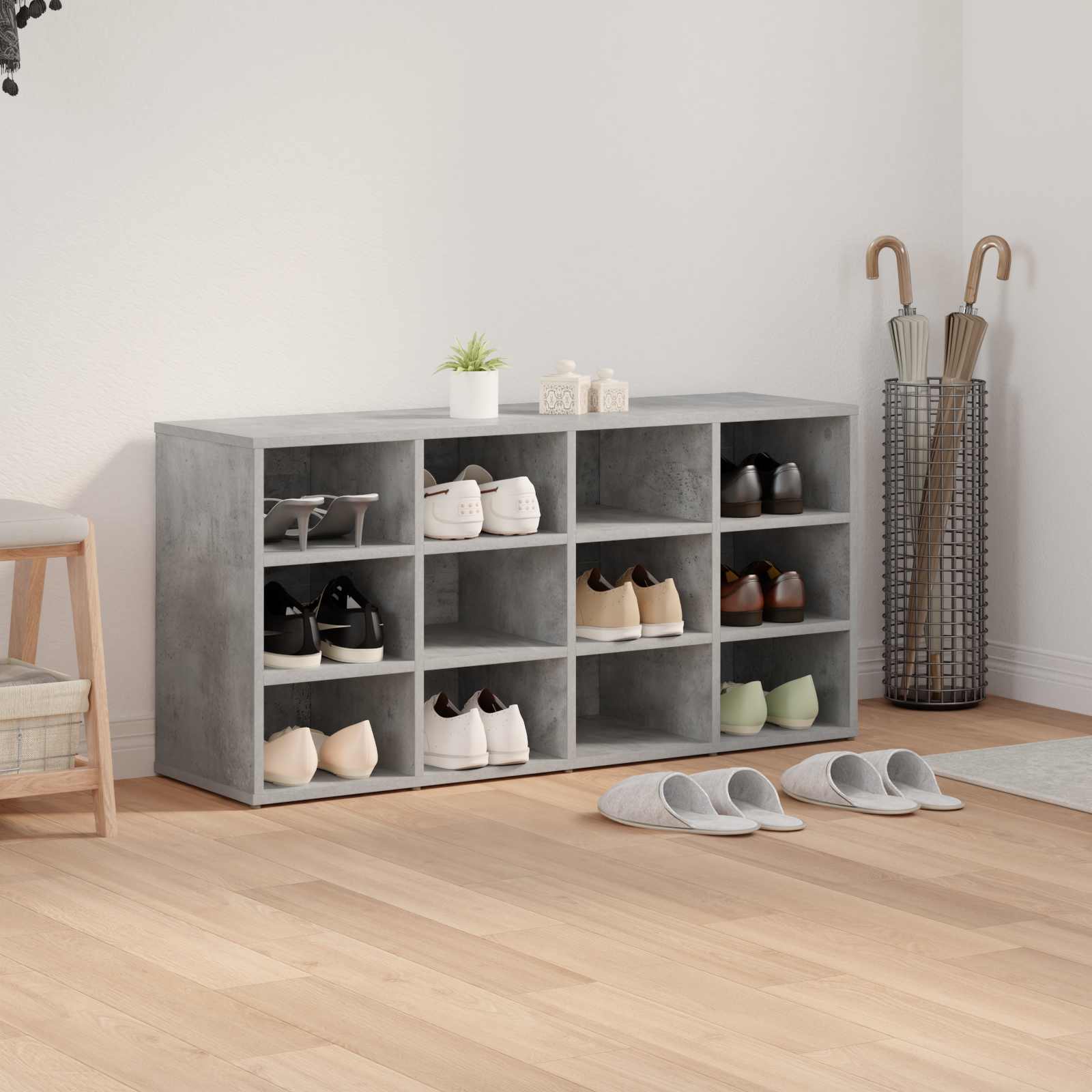 Schuhschrank mit Regal Betongrau 103 x 30 x 51 cm Holzwerkstoff