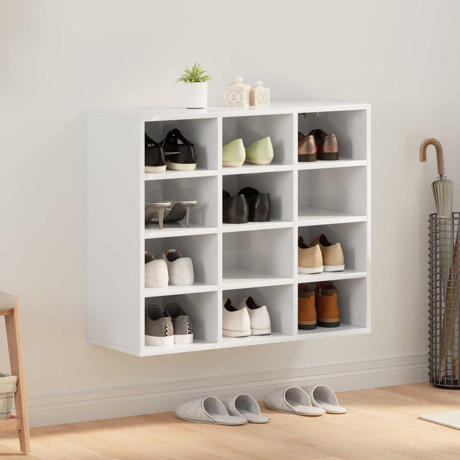 Schuhschrank mit Regal Weiß 77,5 x 30 x 67 cm Holzwerkstoff