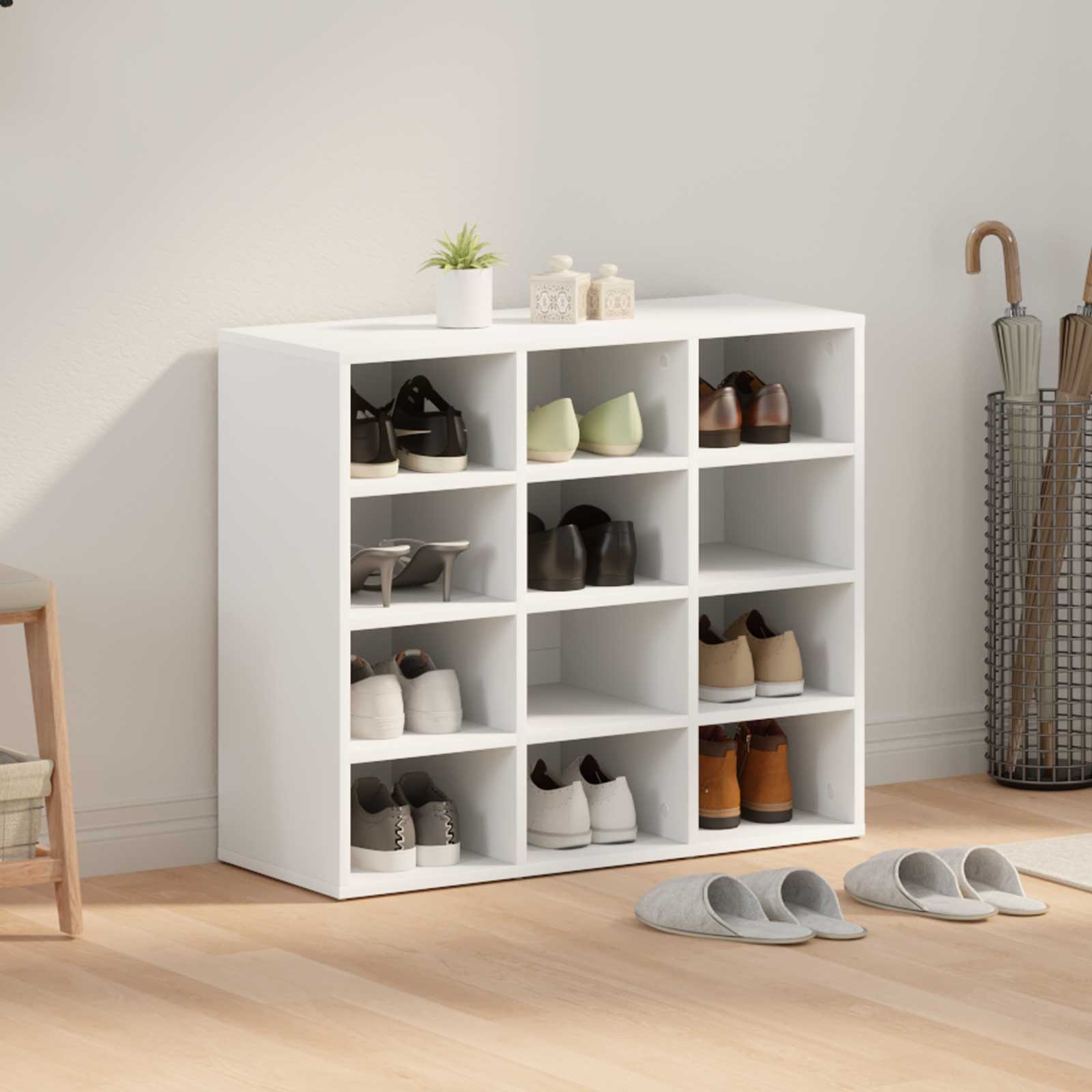Schuhschrank mit Regal Weiß 77,5 x 30 x 67 cm Holzwerkstoff