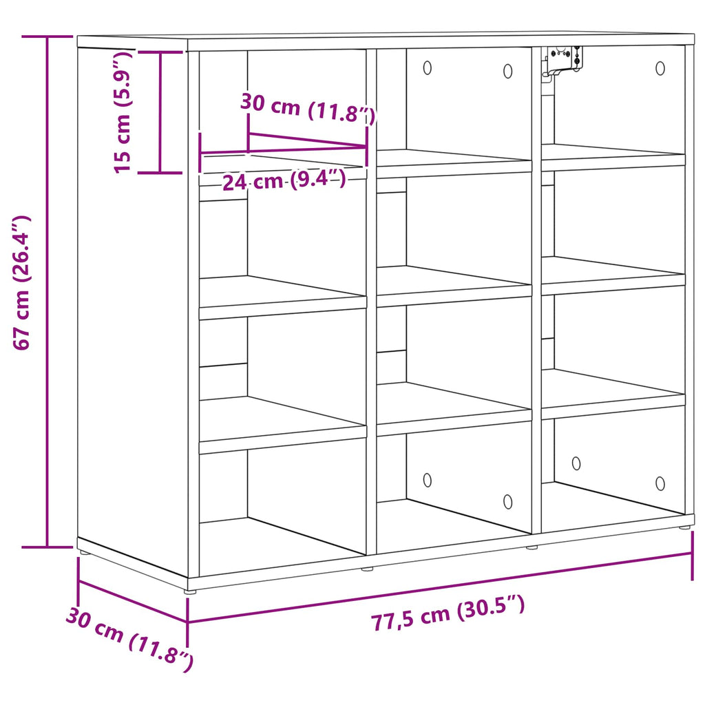 Schuhschrank Betongrau 77,5 x 30 x 67 cm Holzwerkstoff