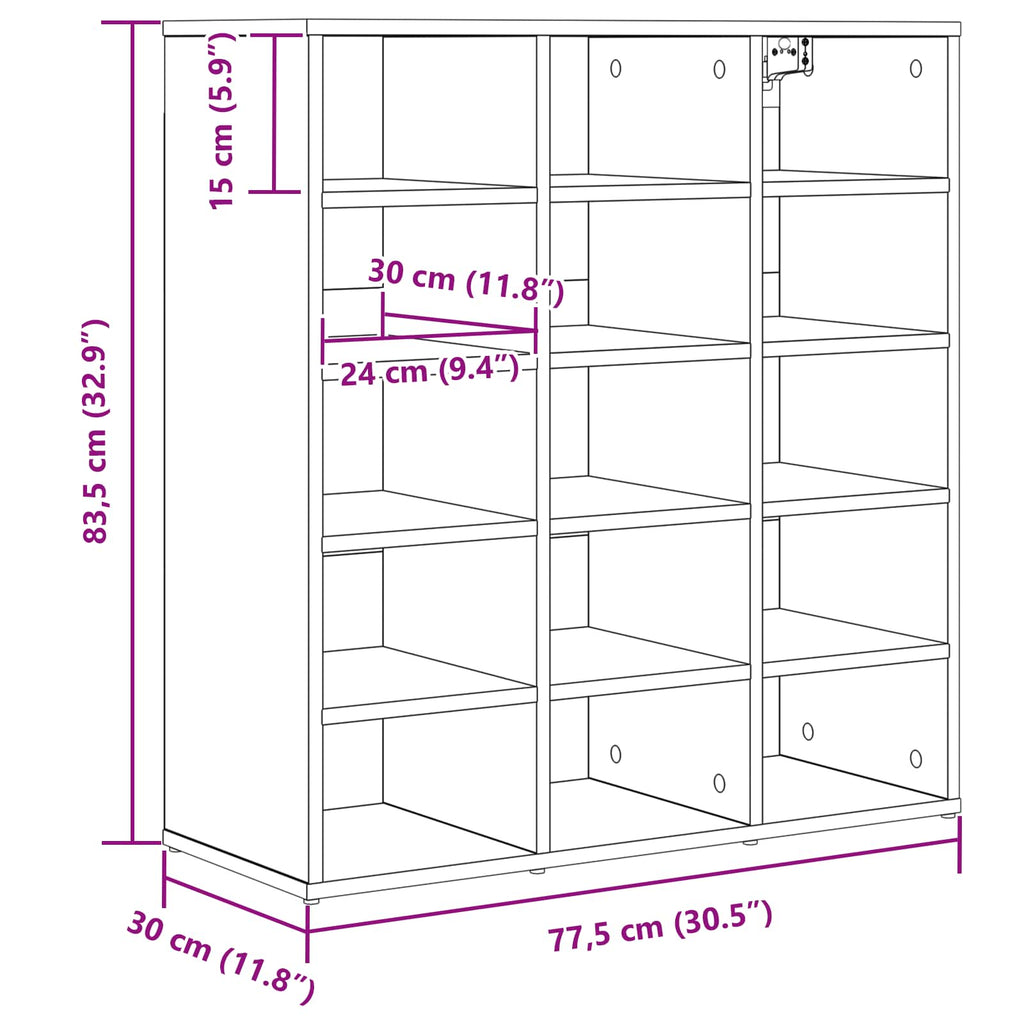 Schuhschrank Sonoma-Eiche 77,5 x 30 x 83,5 cm Holzwerkstoff