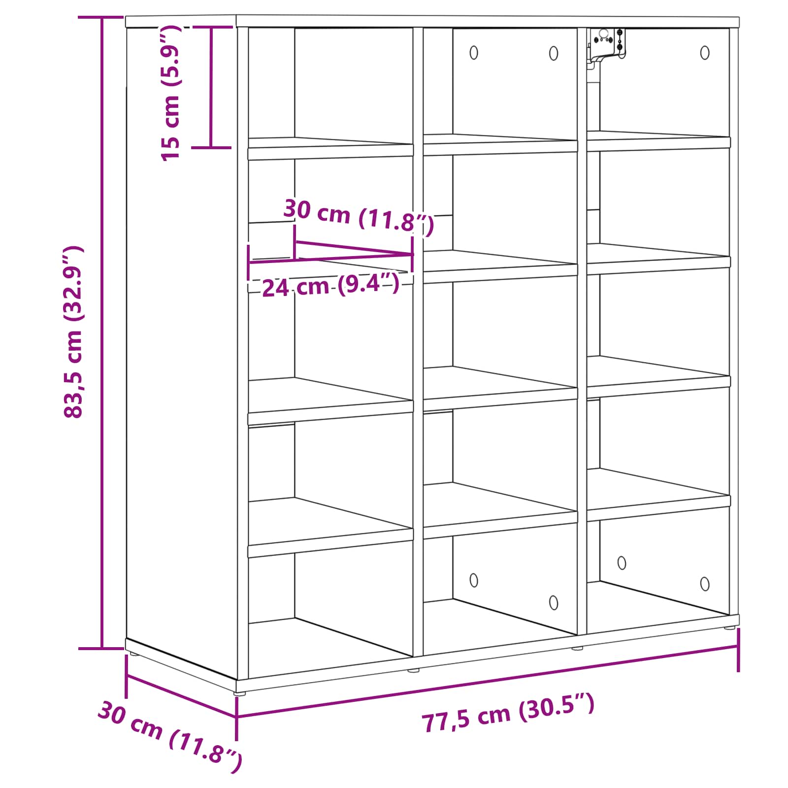 Schuhschrank Betongrau 77,5 x 30 x 83,5 cm Holzwerkstoff