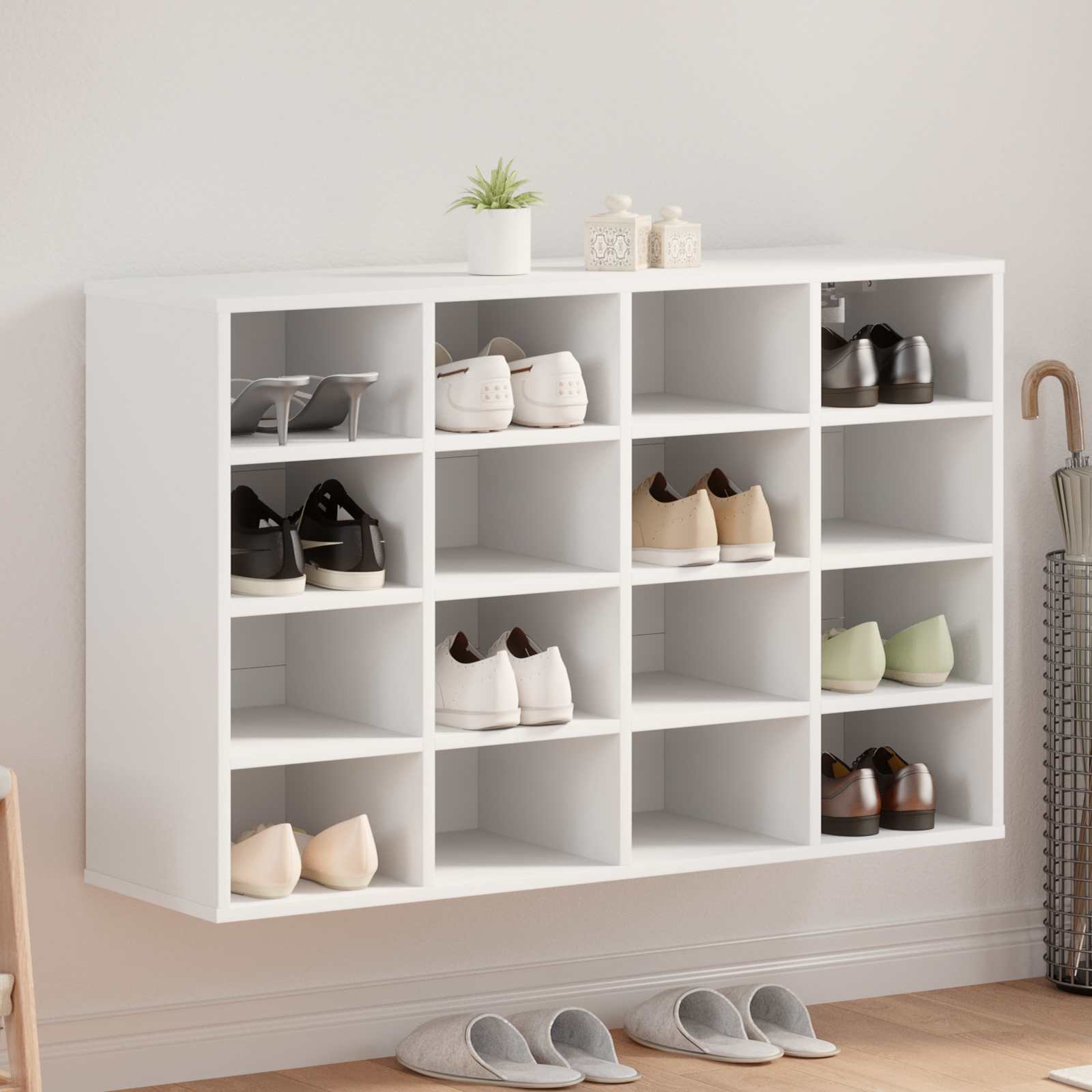 Schuhschrank mit Regal Weiß 103 x 30 x 67 cm Holzwerkstoff