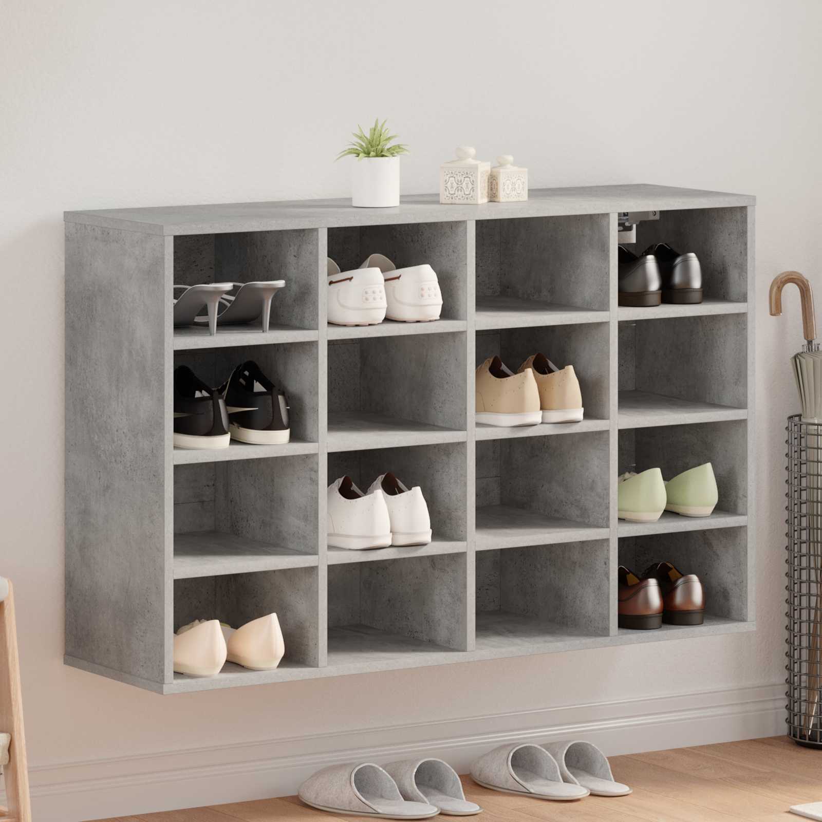 Schuhschrank mit Regal Betongrau 103 x 30 x 67 cm Holzwerkstoff