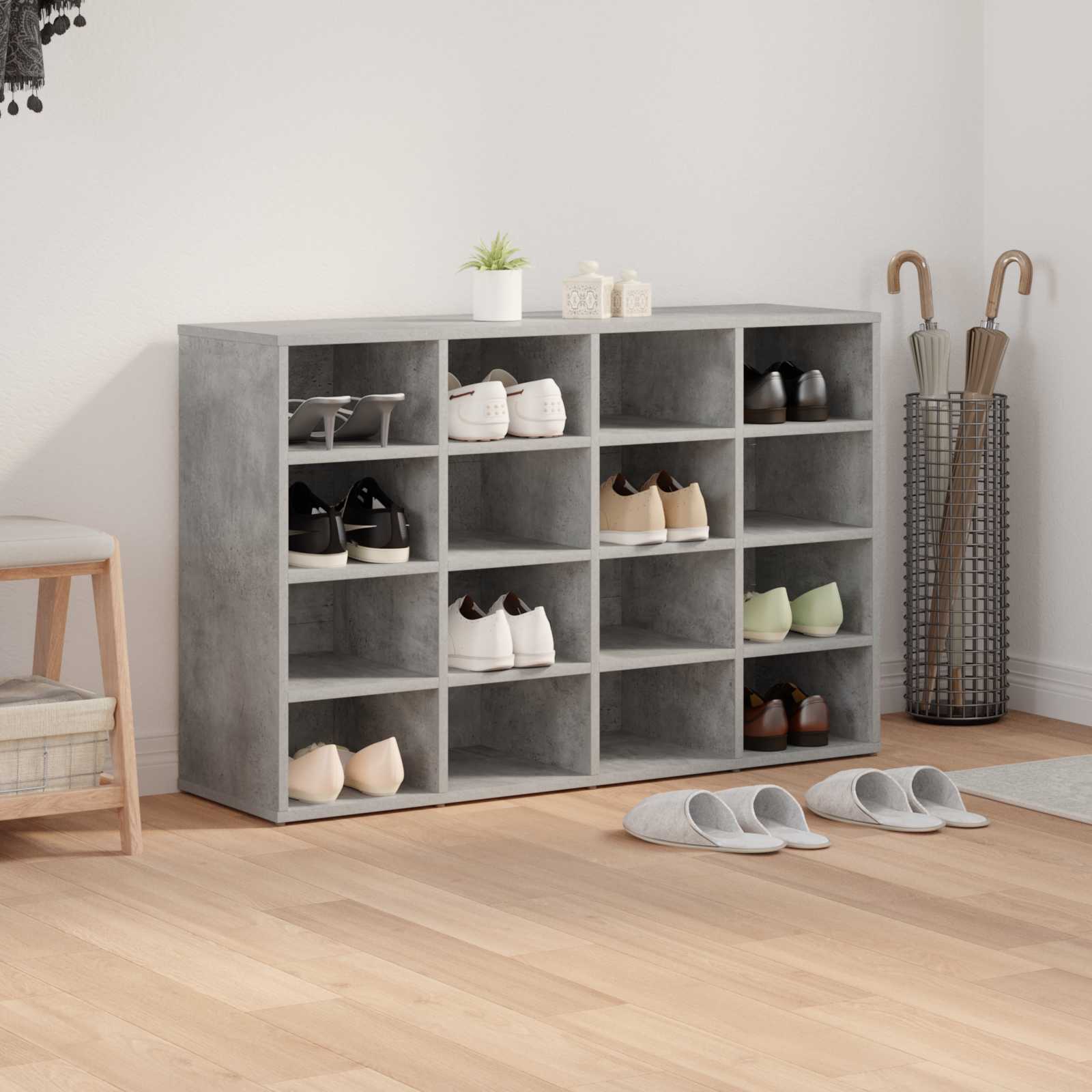 Schuhschrank mit Regal Betongrau 103 x 30 x 67 cm Holzwerkstoff