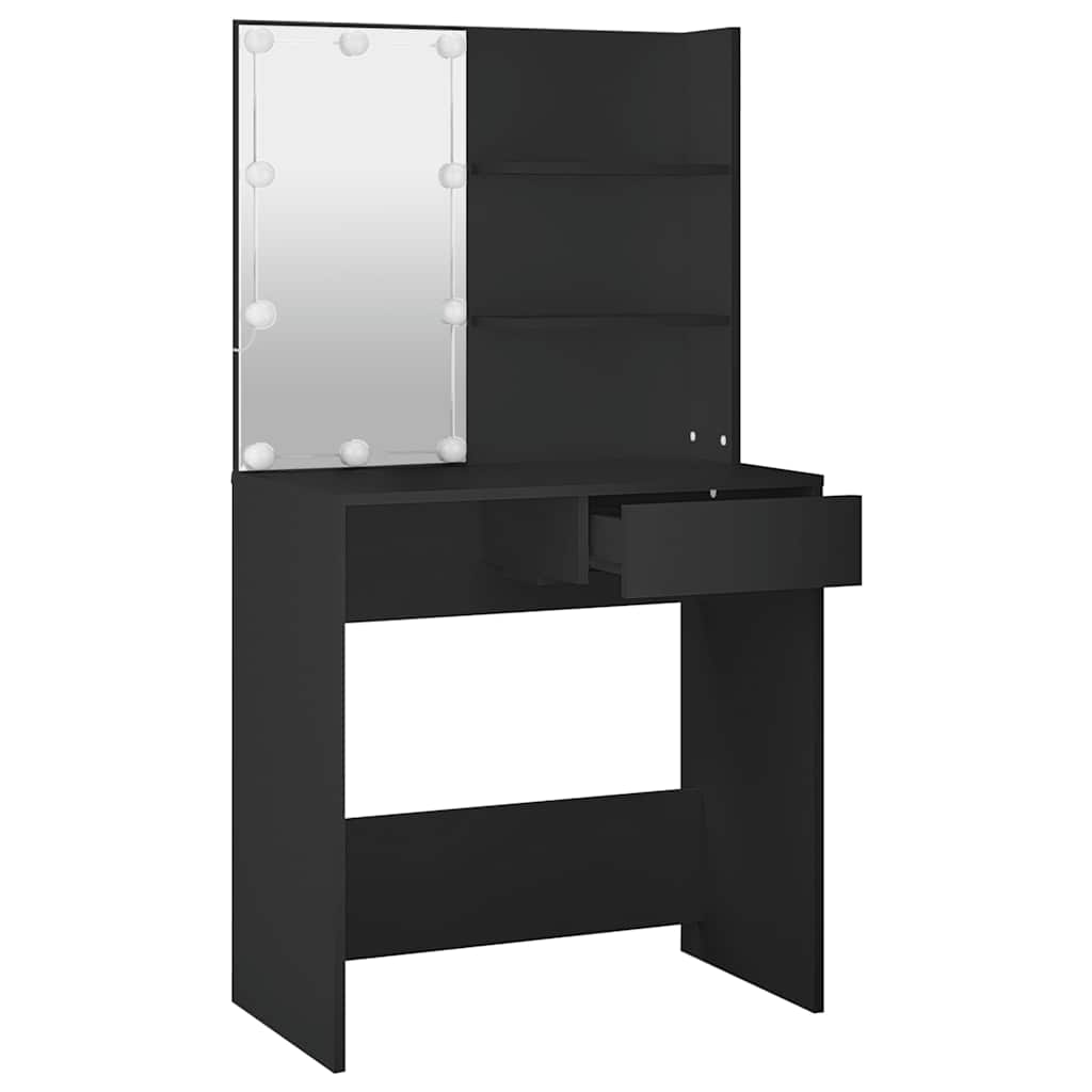 Schminktisch mit LED-Leuchten Schwarz 74,5x40x141 cm