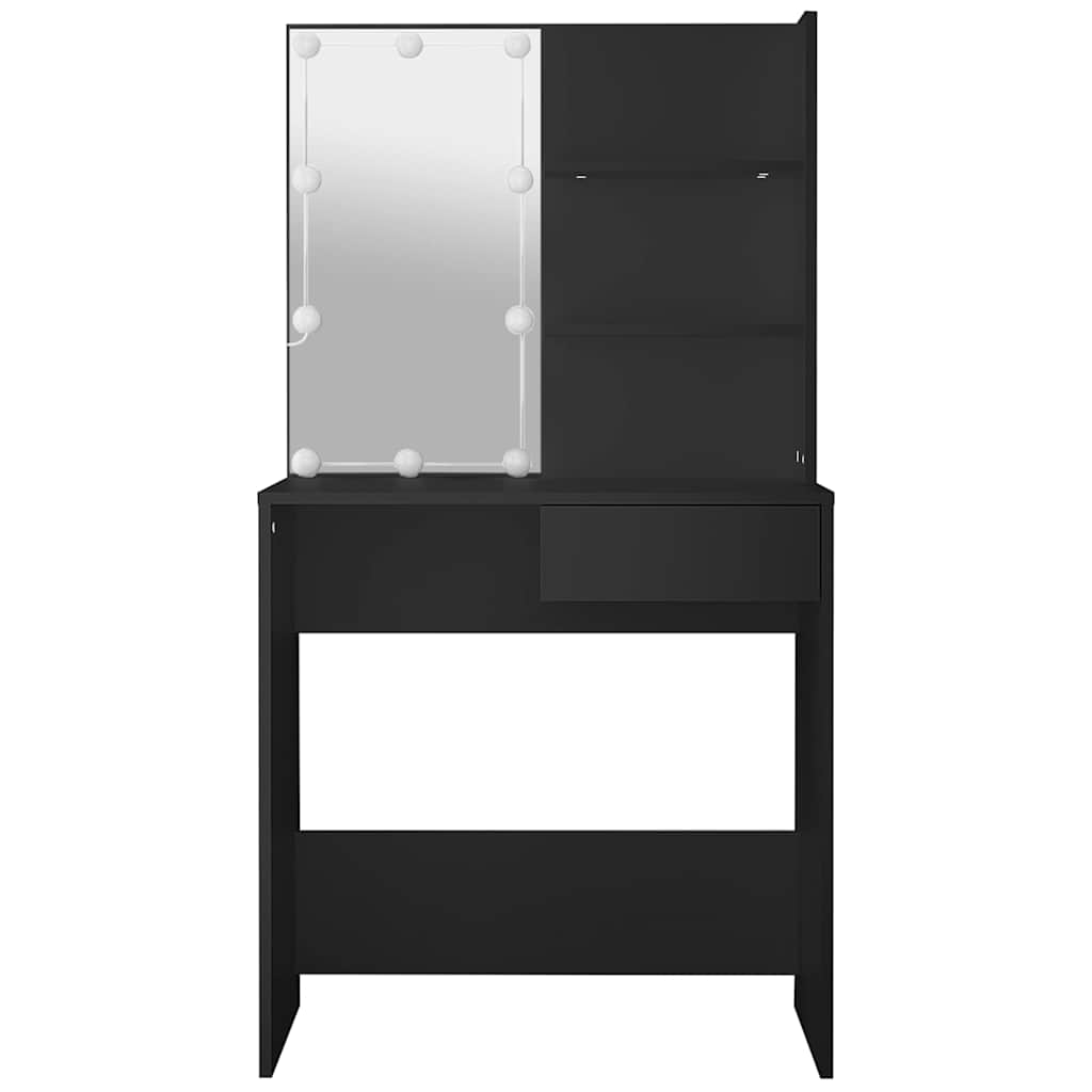 Schminktisch mit LED-Leuchten Schwarz 74,5x40x141 cm