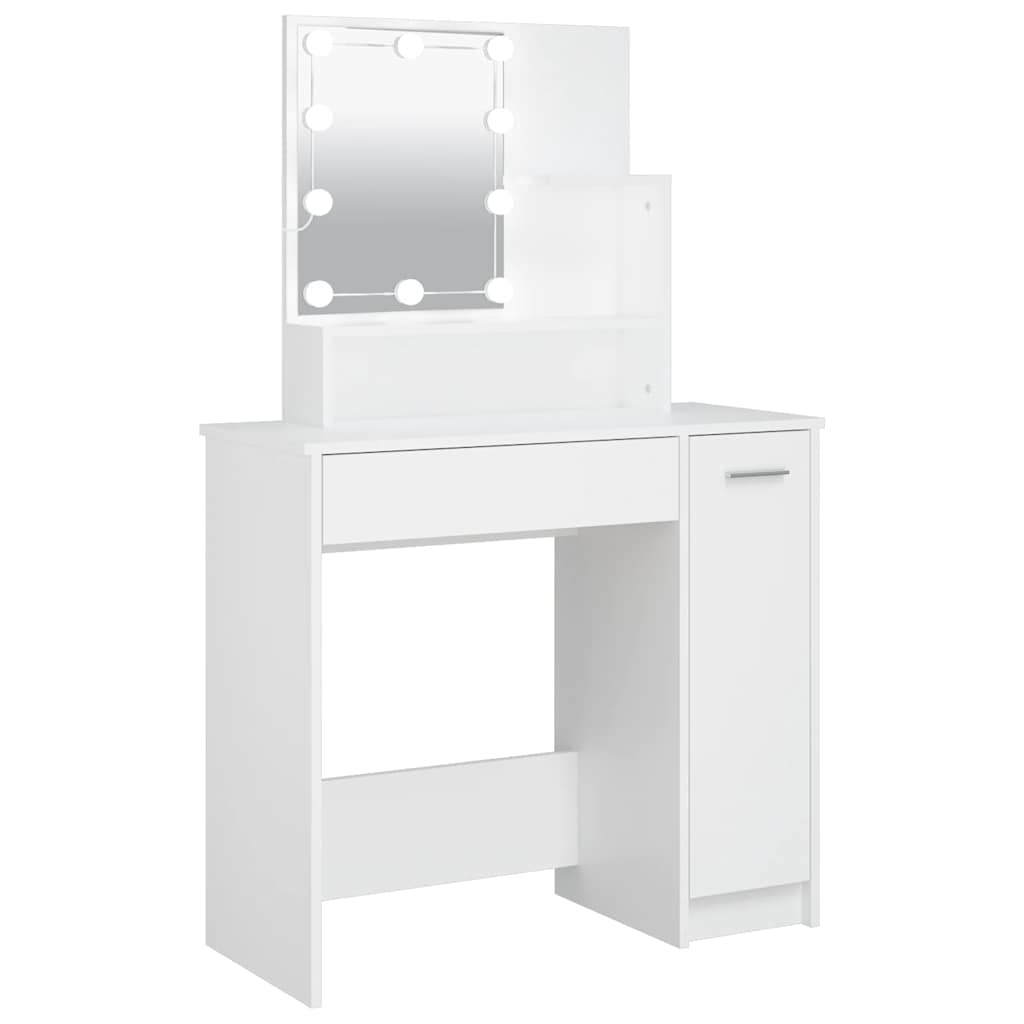 Schminktisch mit LED Weiß 86,5x35x136 cm