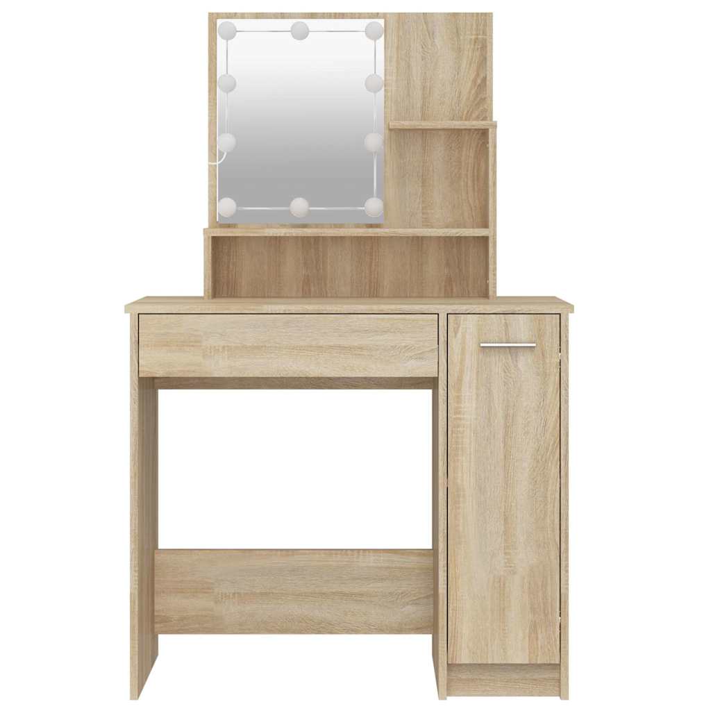 Schminktisch mit LED Sonoma-Eiche 86,5x35x136 cm