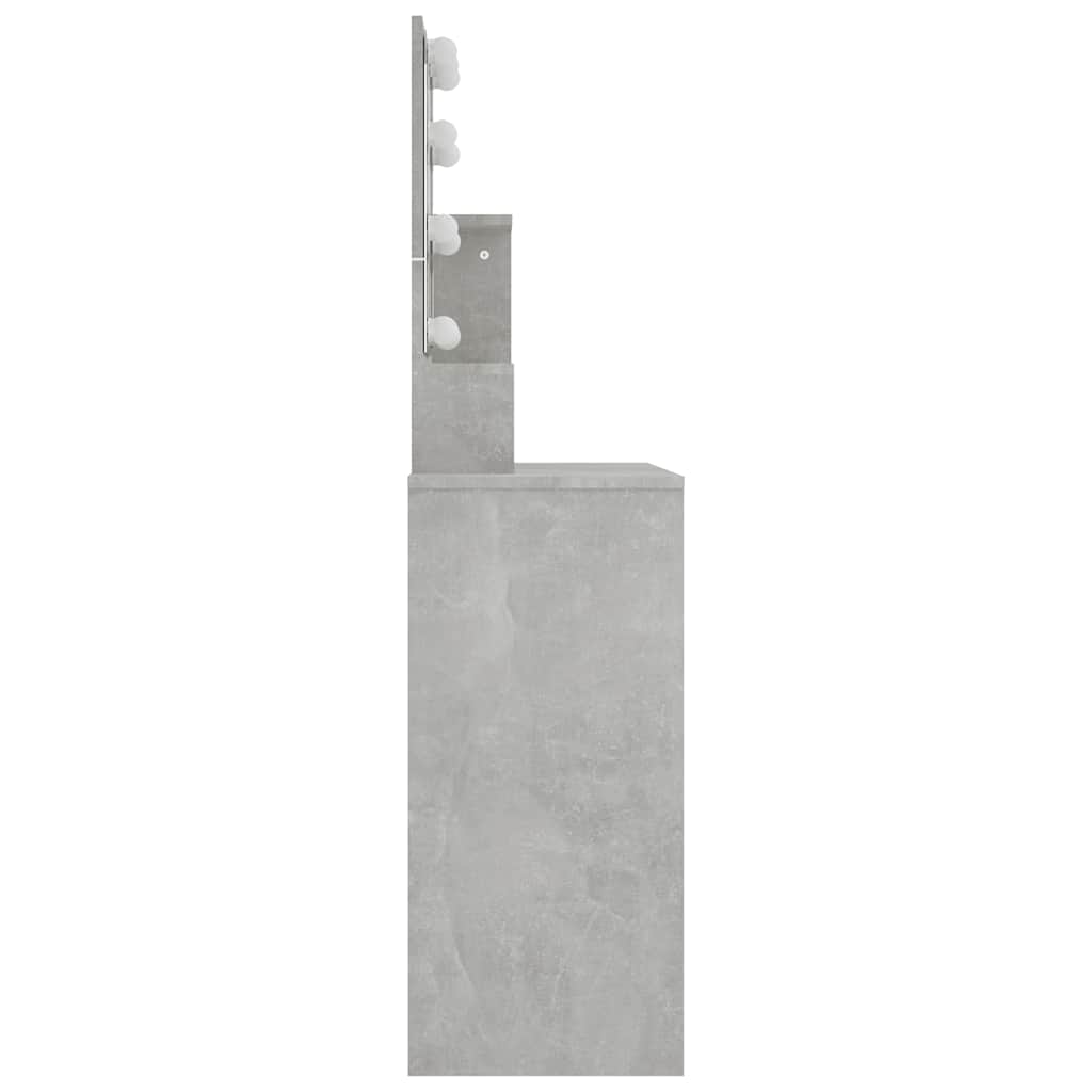 Schminktisch mit LED Betongrau 86,5x35x136 cm