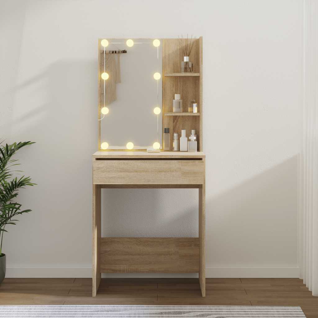 Schminktisch mit LED Sonoma-Eiche 60x40x140 cm