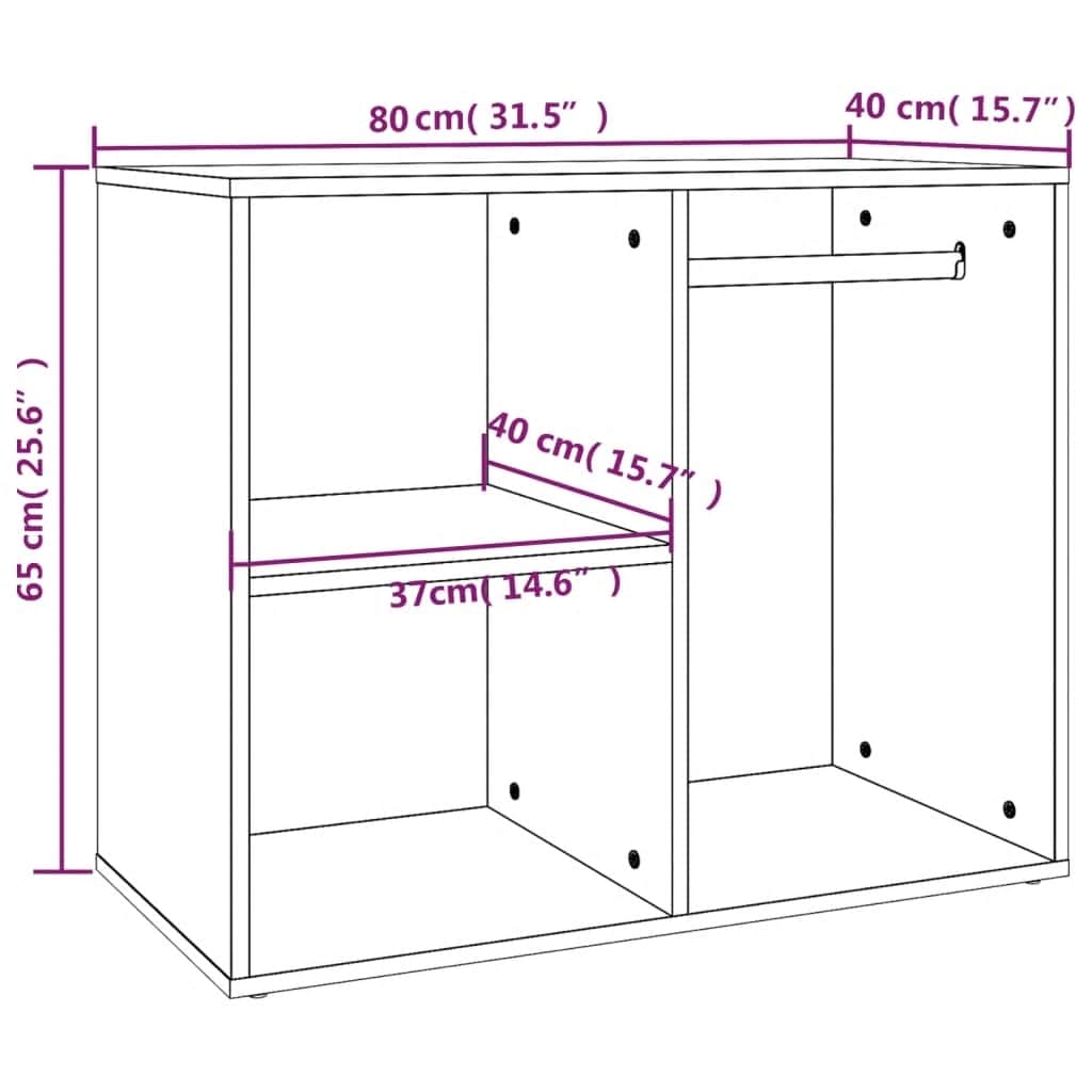 Regal für Schminktisch Weiß 80x40x65 cm Holzwerkstoff