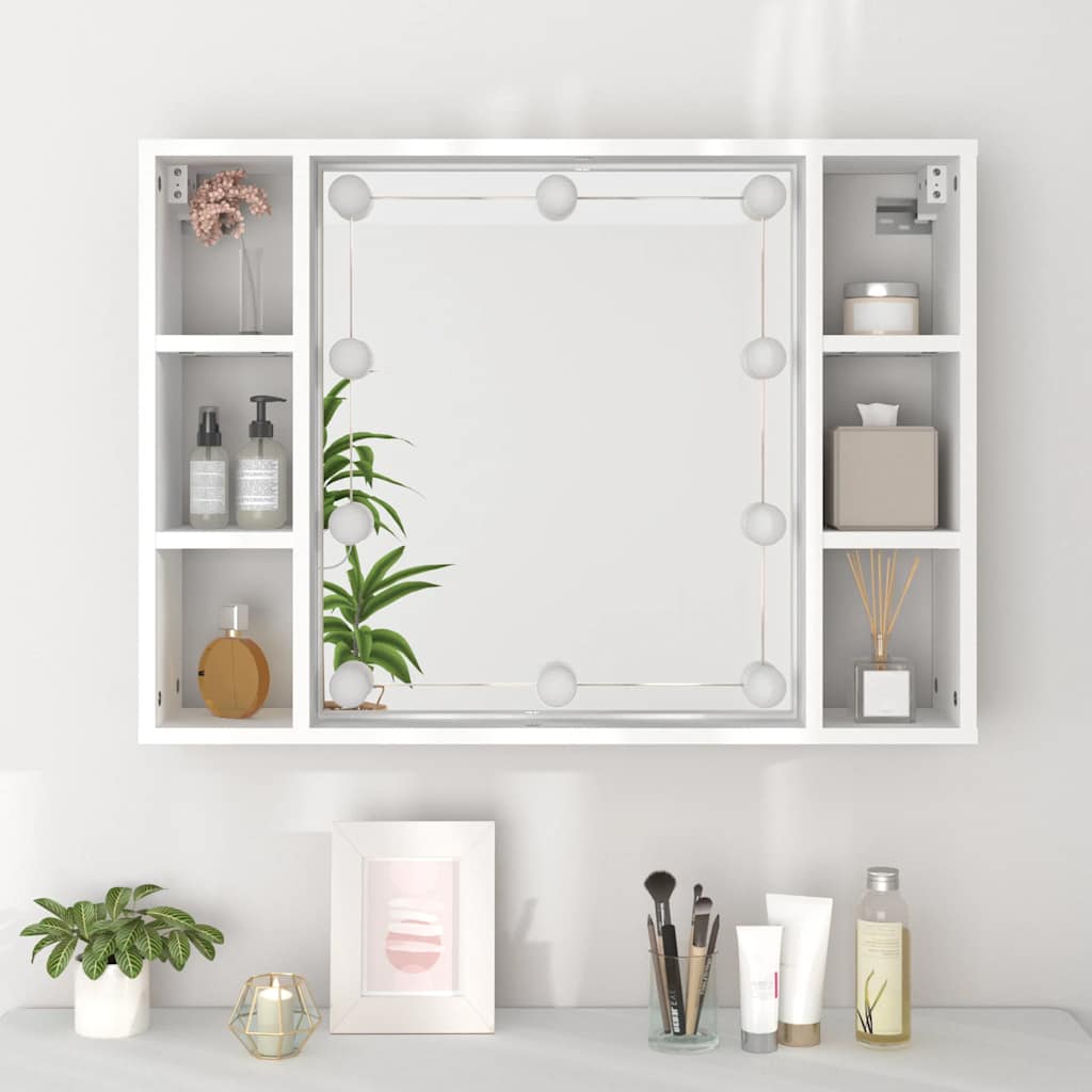 Spiegelschrank mit LED Weiß 76x15x55 cm