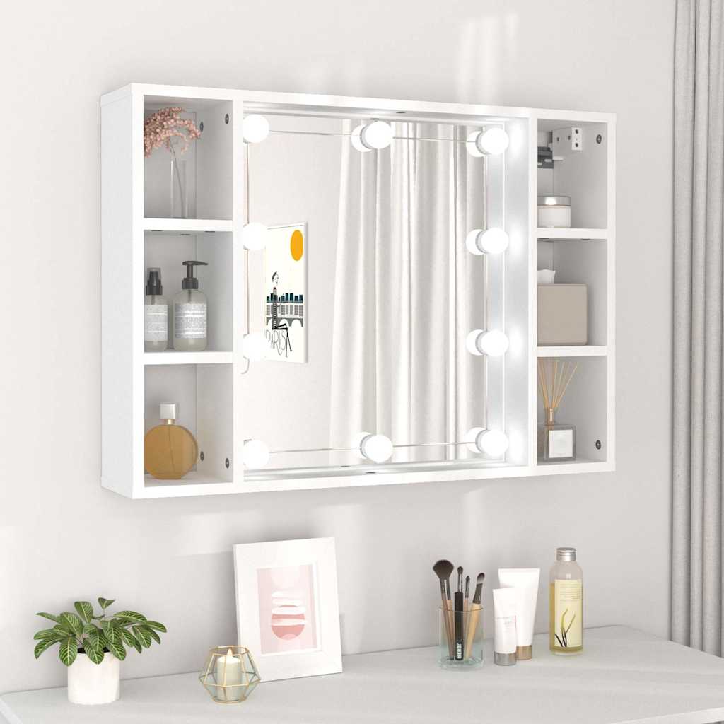 Spiegelschrank mit LED Weiß 76x15x55 cm