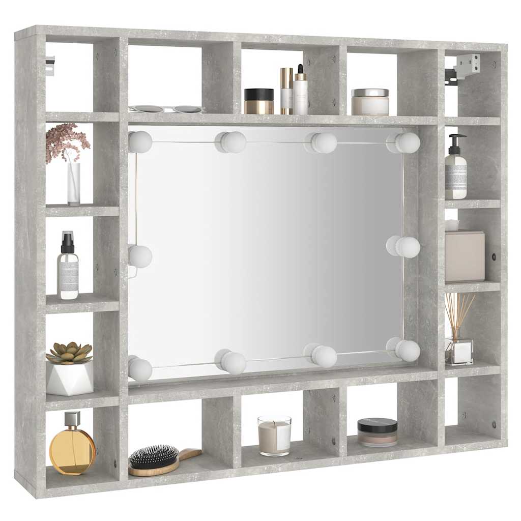 Spiegelschrank mit LED Betongrau 91x15x76,5 cm