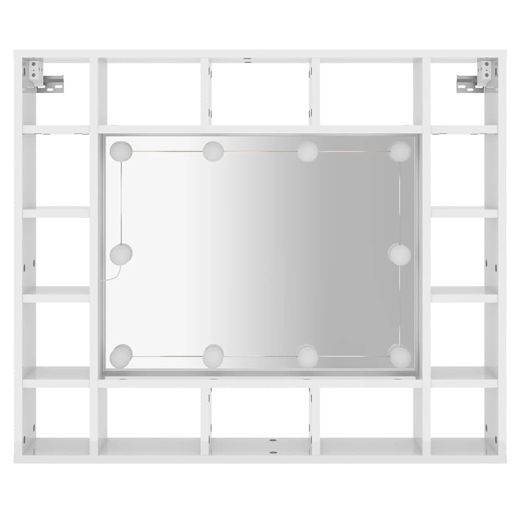 Spiegelschrank mit LED Hochglanz-Weiß 91x15x76,5 cm