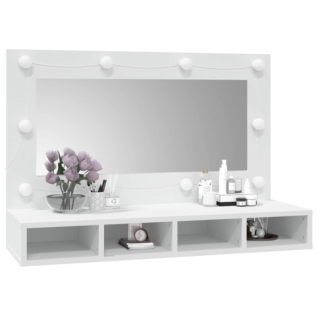Spiegelschrank mit LED Weiß 90x31,5x62 cm