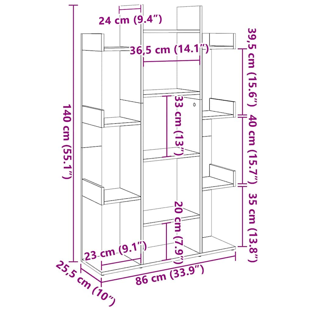 Bücherregal Betongrau 86x25,5x140 cm Holzwerkstoff