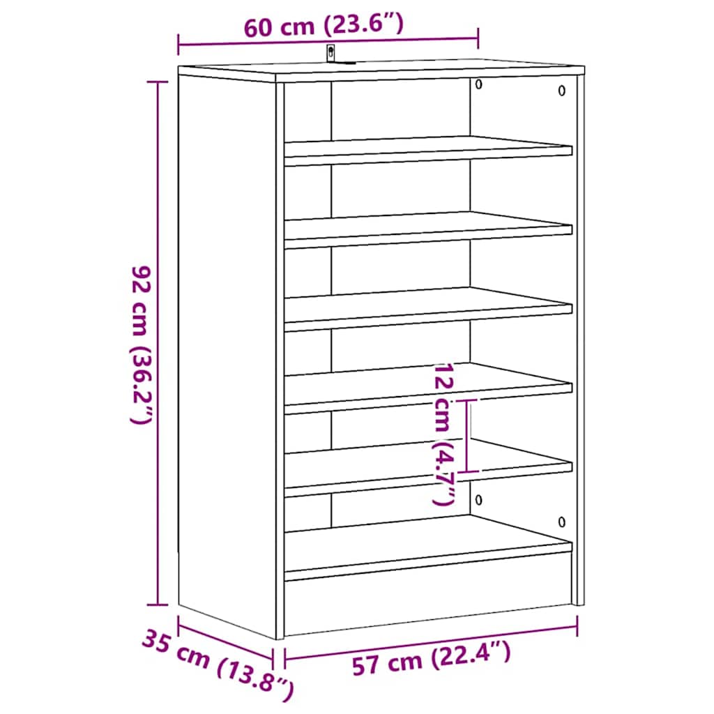 Schuhschrank Weiß 60x35x92 cm Holzwerkstoff