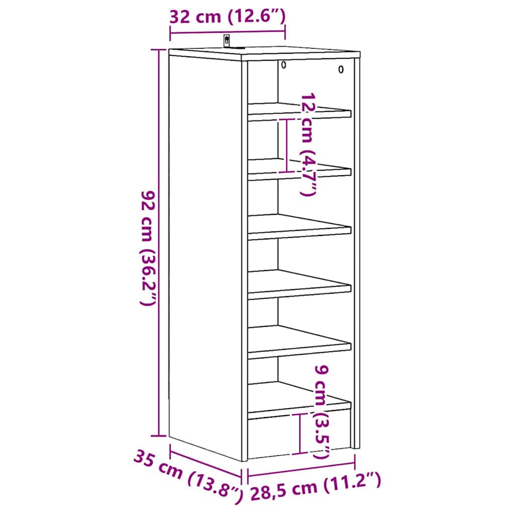 Schuhschrank Betongrau 31,5x35x90 cm Holzwerkstoff