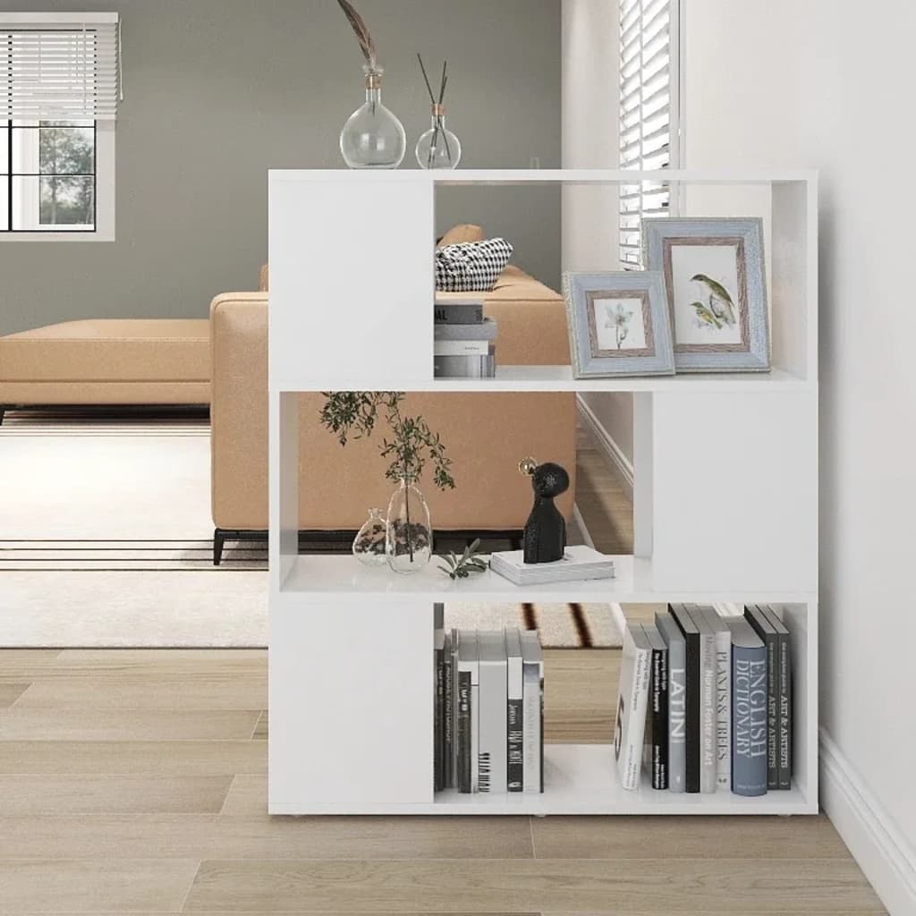 Bücherregal Raumteiler Weiß 80x24x94 cm Holzwerkstoff