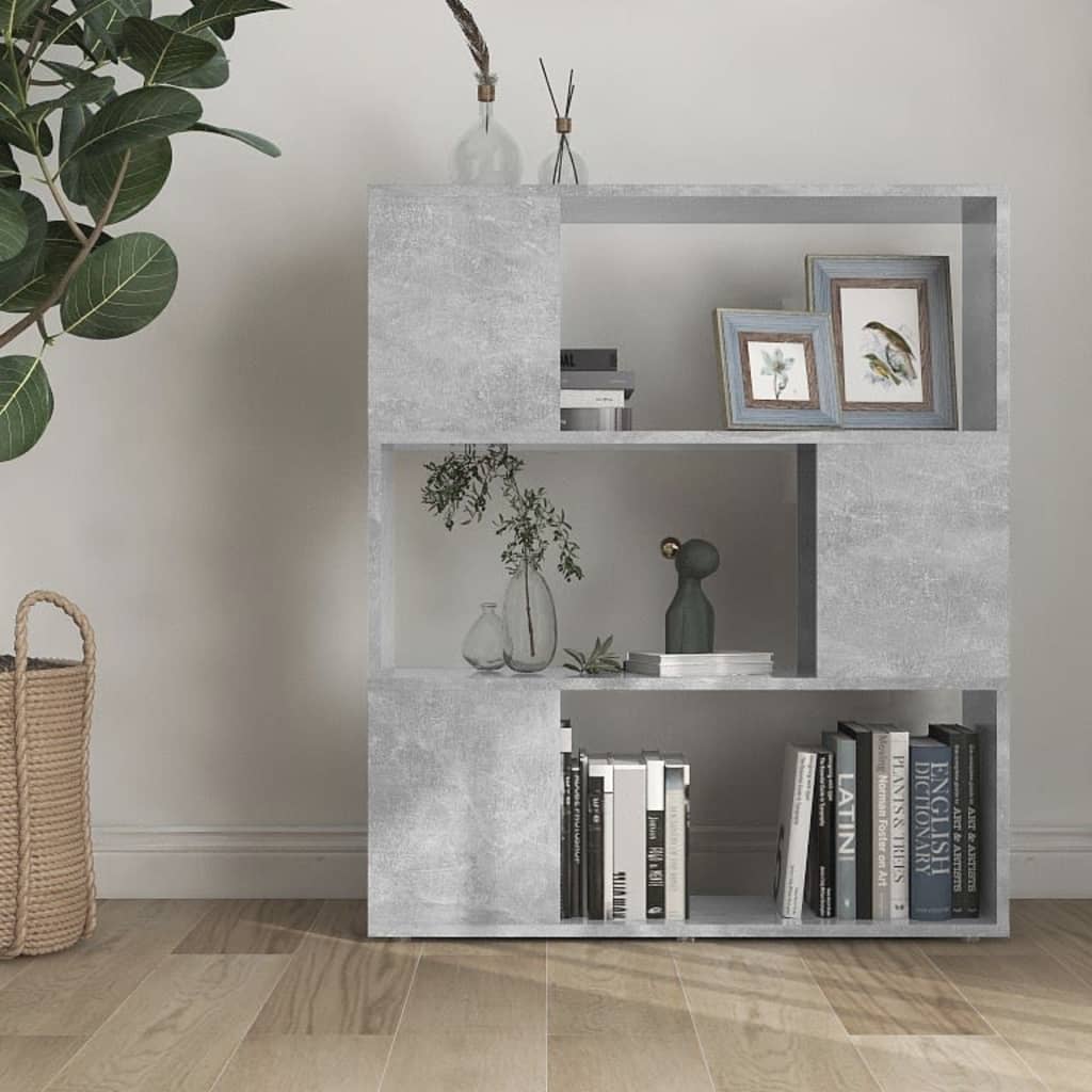 Bücherregal Raumteiler Betongrau 80x24x94 cm Holzwerkstoff