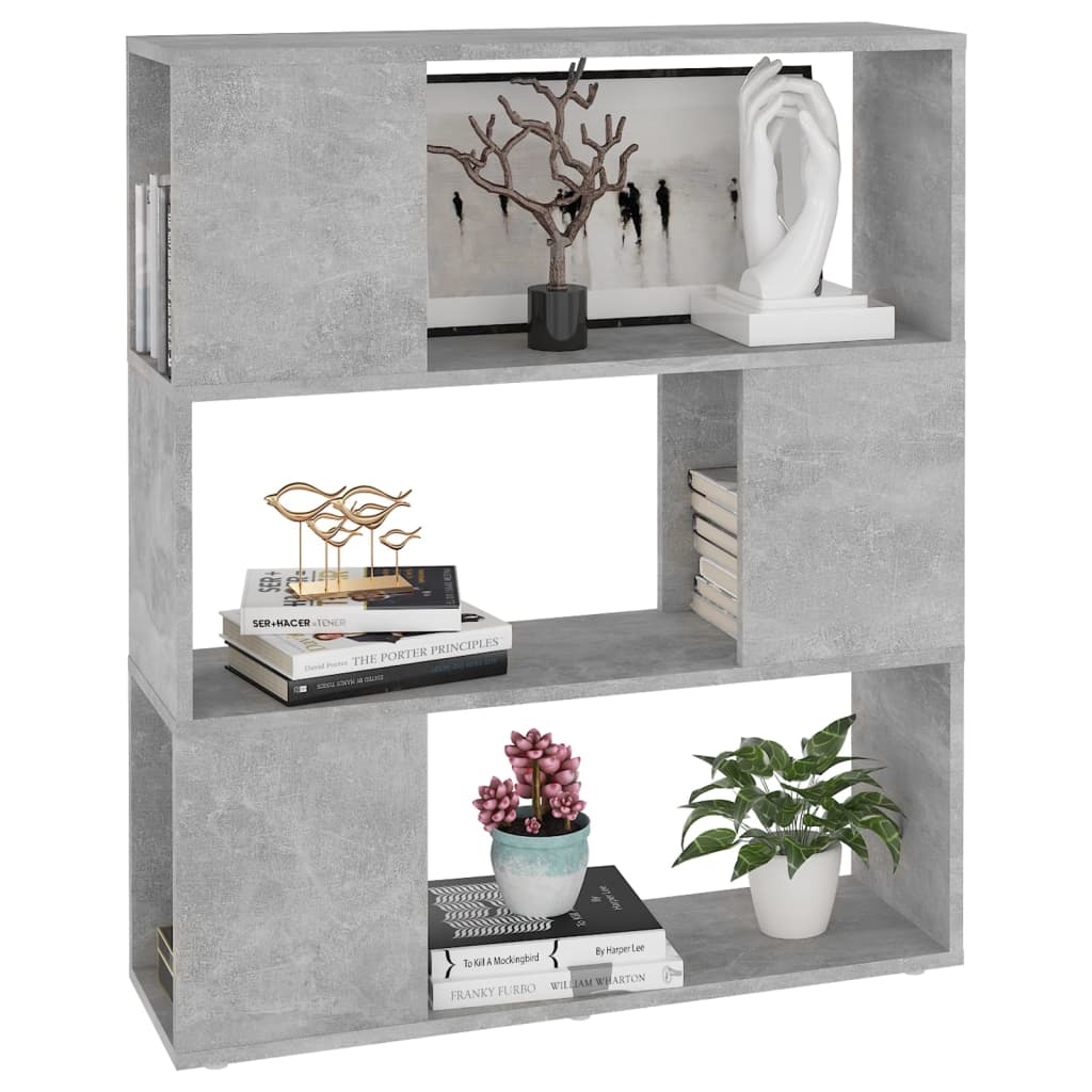 Bücherregal Raumteiler Betongrau 80x24x94 cm Holzwerkstoff