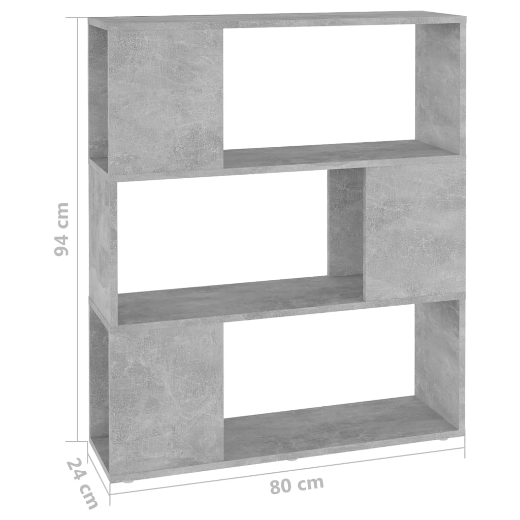 Bücherregal Raumteiler Betongrau 80x24x94 cm Holzwerkstoff