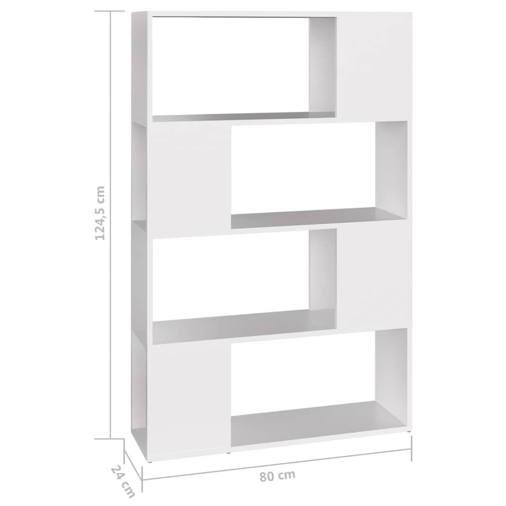 Bücherregal Raumteiler Weiß 80x24x124,5 cm Holzwerkstoff