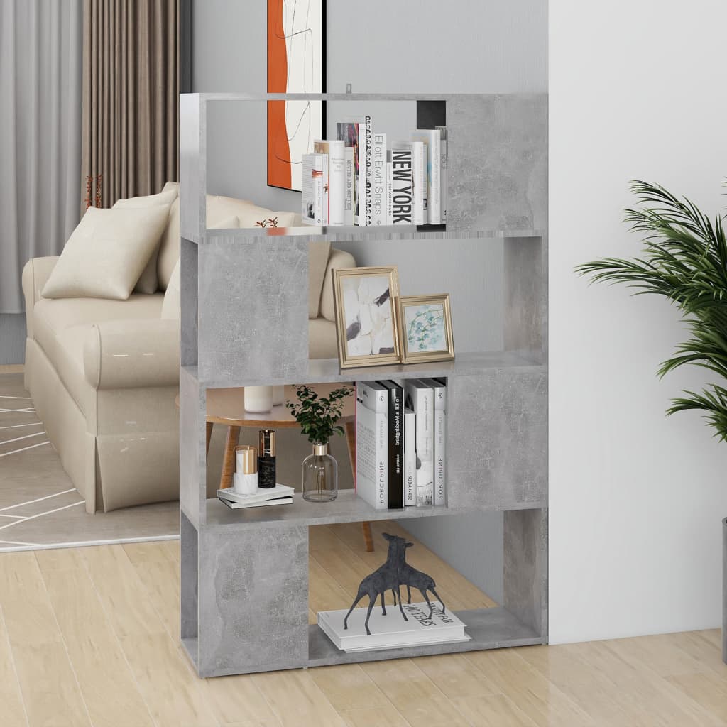 Bücherregal Raumteiler Betongrau 80x24x124,5 cm Holzwerkstoff