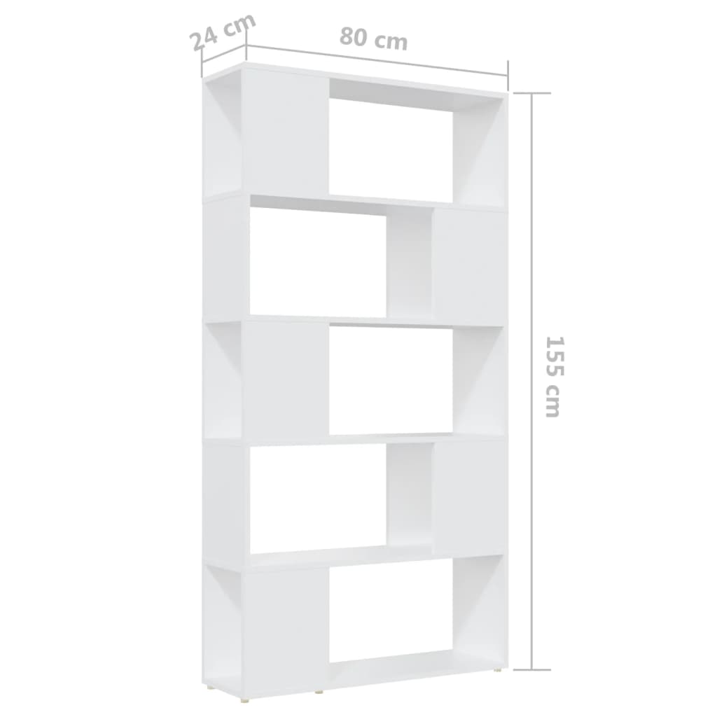 Bücherregal Raumteiler Weiß 80x24x155 cm Holzwerkstoff