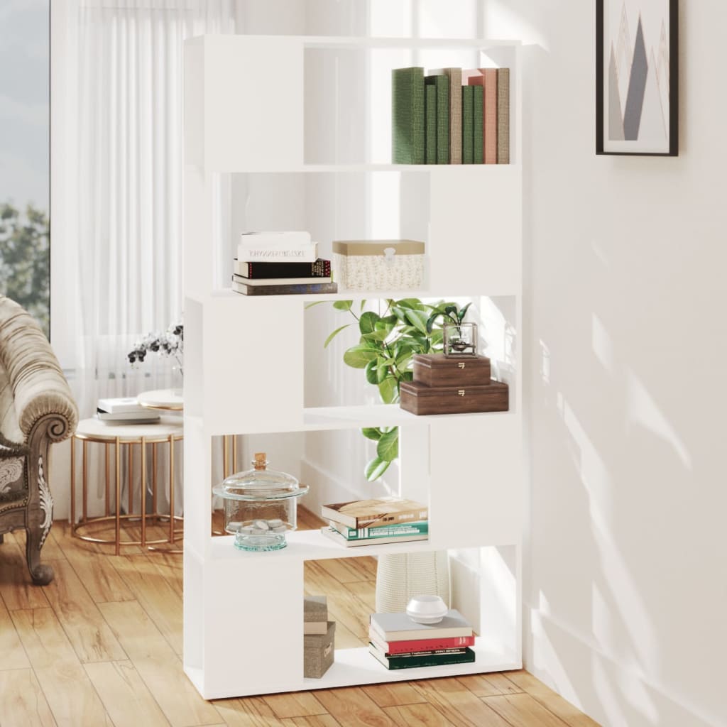 Bücherregal Raumteiler Weiß 80x24x155 cm Holzwerkstoff