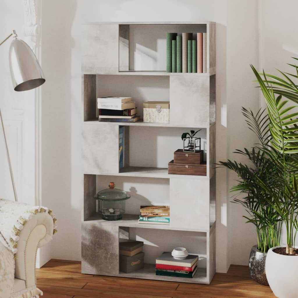 Bücherregal Raumteiler Betongrau 80x24x155 cm Holzwerkstoff