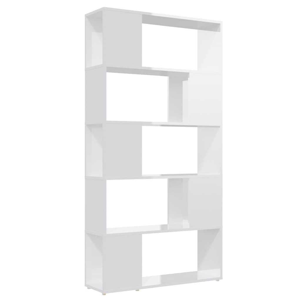 Bücherregal Raumteiler Hochglanz-Weiß 80x24x155cm Holzwerkstoff
