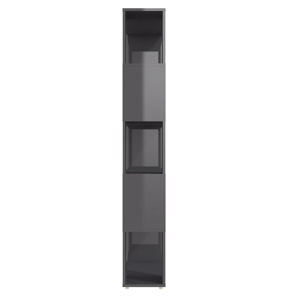 Bücherregal Raumteiler Hochglanz-Grau 80x24x155cm Holzwerkstoff