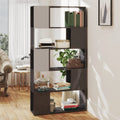 Bücherregal Raumteiler Hochglanz-Grau 80x24x155cm Holzwerkstoff